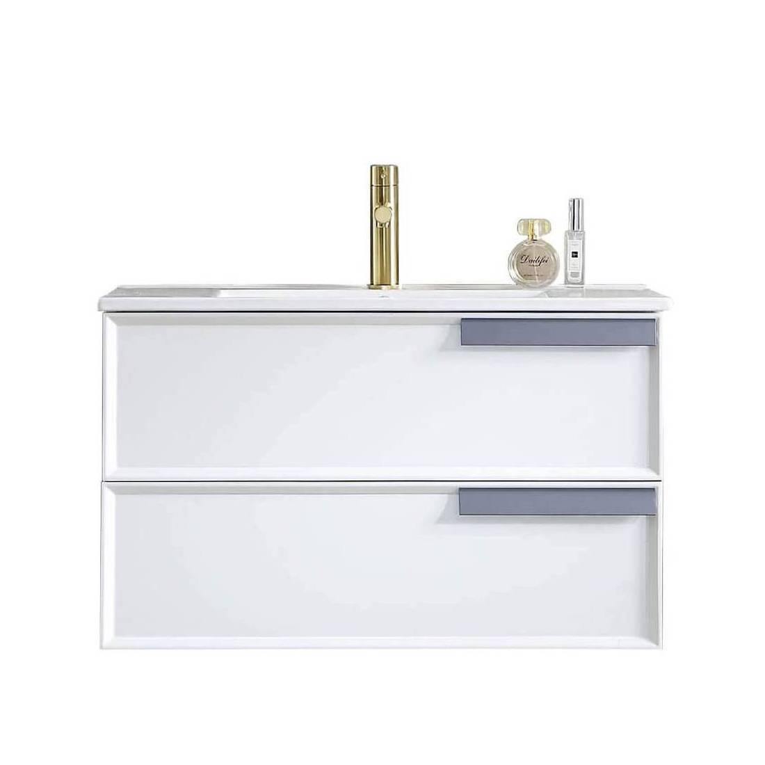 Blossom Sofia 30 Inch Vanity Base in White / Matte Gray. Available with Acrylic Sink - The Bath Vanities