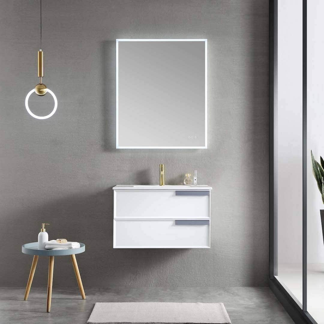 Blossom Sofia 30 Inch Vanity Base in White / Matte Gray. Available with Acrylic Sink - The Bath Vanities