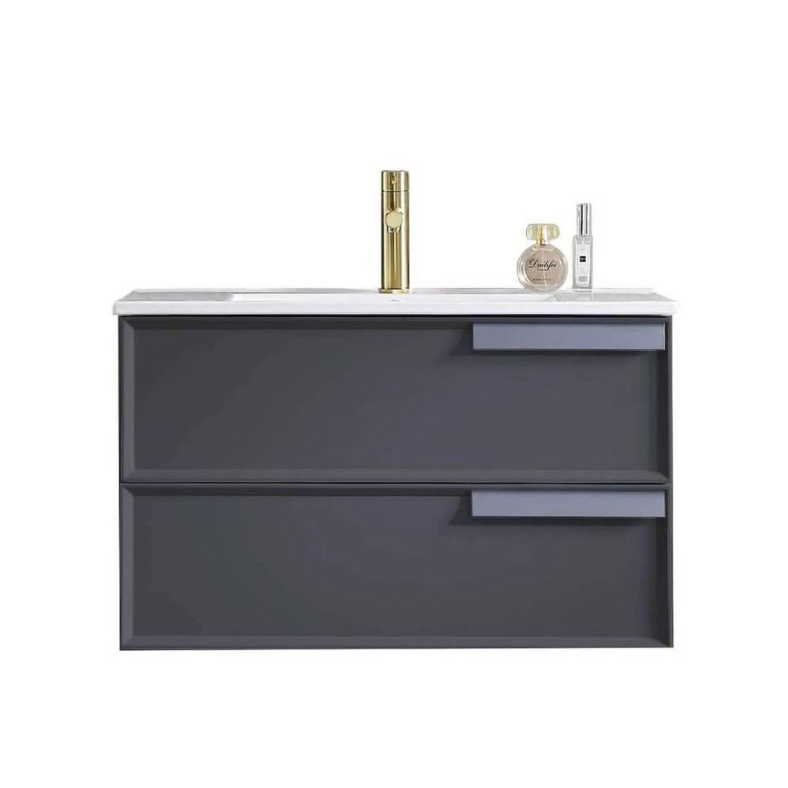 Blossom Sofia 30 Inch Vanity Base in White / Matte Gray. Available with Acrylic Sink - The Bath Vanities