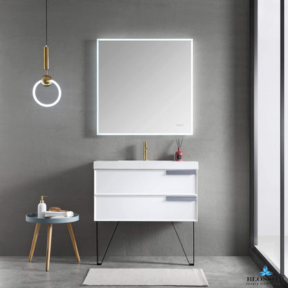 Blossom Sofia 36 Inch Vanity Base in White / Matte Gray. Available with Acrylic Sink - The Bath Vanities