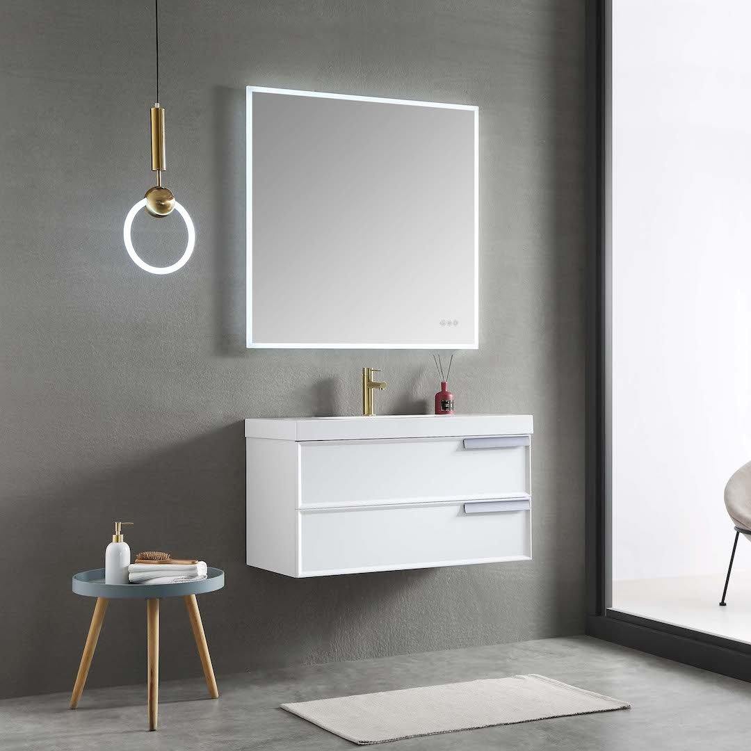 Blossom Sofia 36 Inch Vanity Base in White / Matte Gray. Available with Acrylic Sink - The Bath Vanities