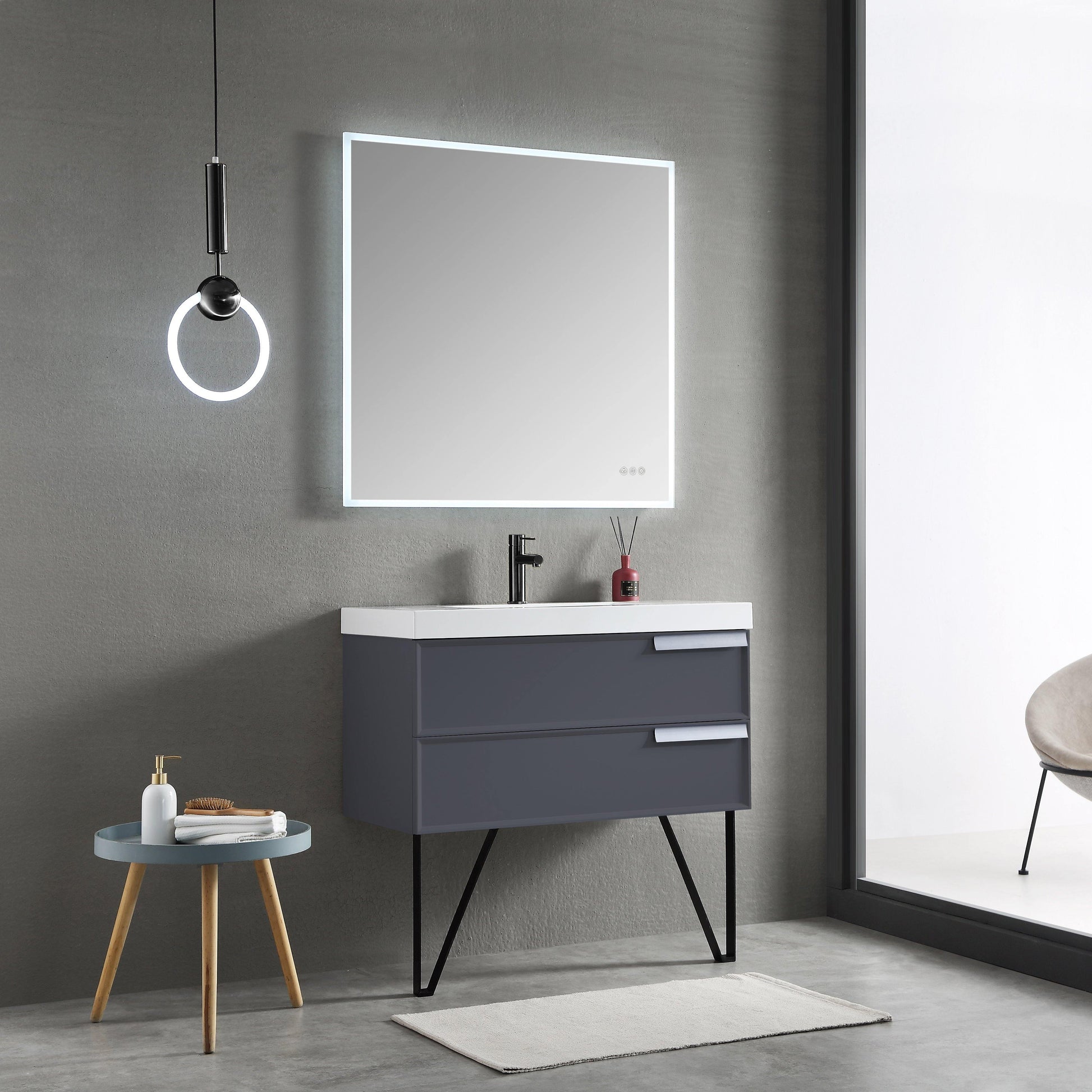 Blossom Sofia 36 Inch Vanity Base in White / Matte Gray. Available with Acrylic Sink - The Bath Vanities