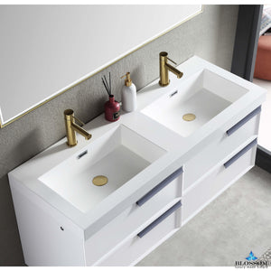 Blossom Sofia 48 Inch Vanity Base in White / Matte Gray. Available with Acrylic Double Sinks - The Bath Vanities