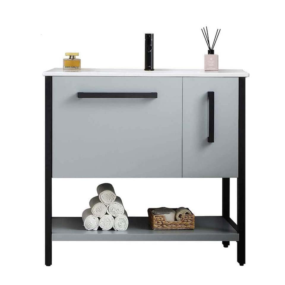 Blossom Riga 36” Metal Gray Vanity - The Bath Vanities