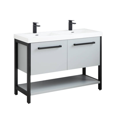 Blossom Riga 48” Metal Gray Vanity with Acrylic Double Sinks - The Bath Vanities