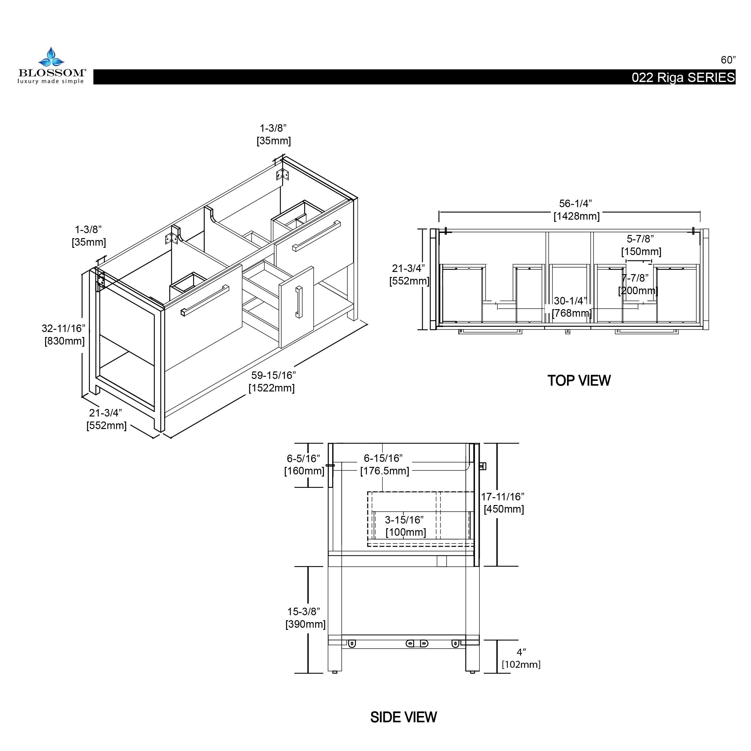 Blossom Riga 60” White Double Vanity