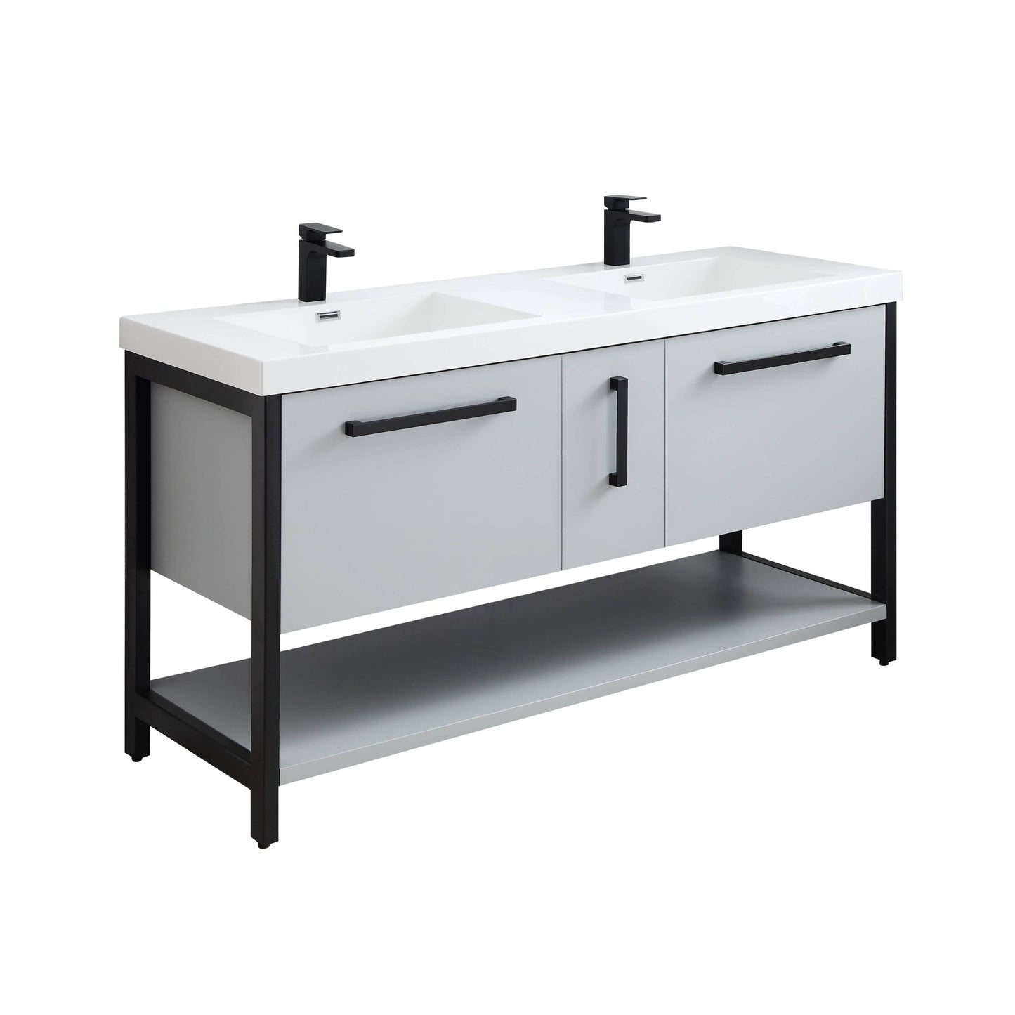 Blossom Riga 60” Metal Gray Double Vanity - The Bath Vanities