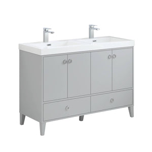 Blossom Lyon 48” Metal Gray Vanity and Acrylic Double Sinks - The Bath Vanities.com