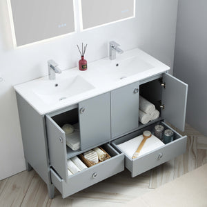 Blossom Lyon 48” Metal Gray Vanity and Double Acrylic Sinks