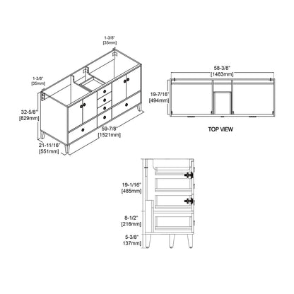 Blossom Lyon 60” White Double Vanity