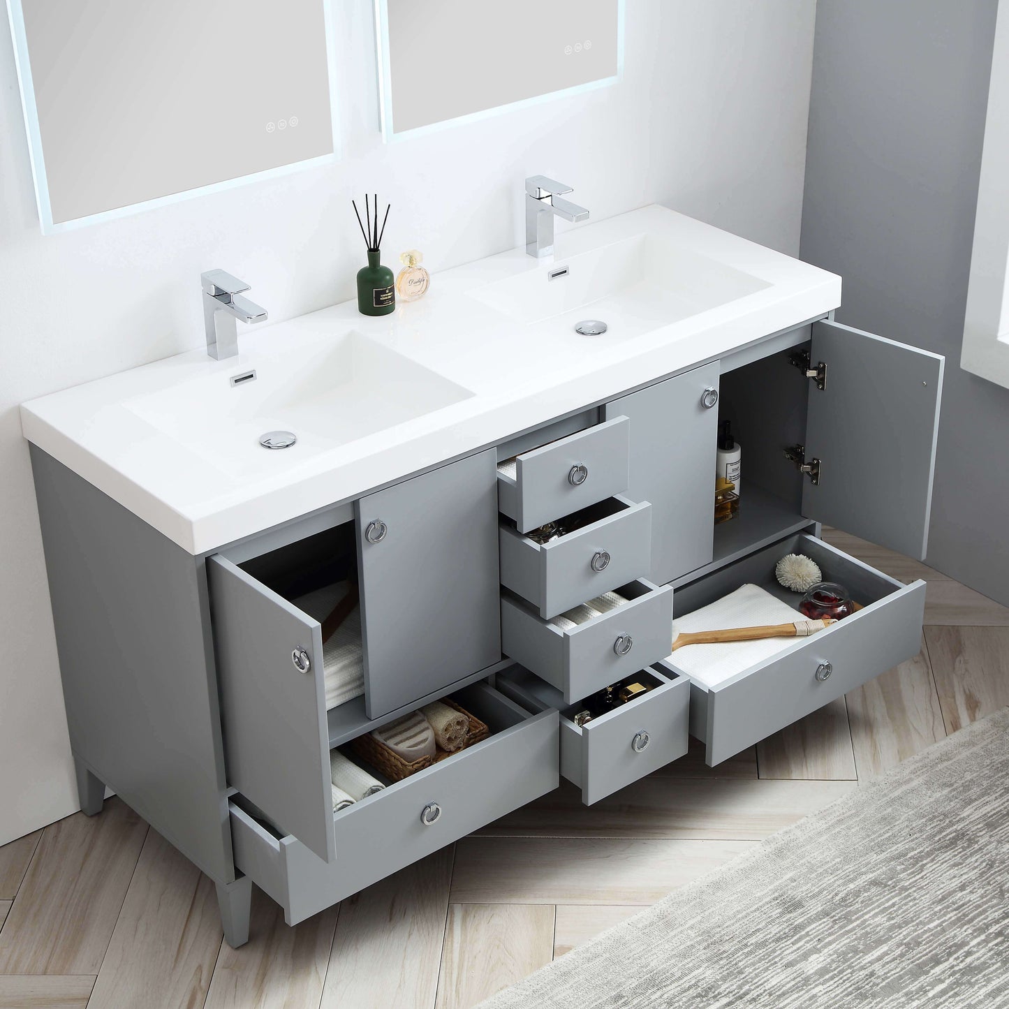 Blossom Lyon 60” Metal Gray Double Vanity