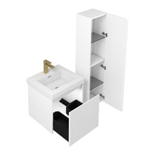 Load image into Gallery viewer, Blossom Positano 20&quot; Floating Bathroom Vanity with Top &amp; Side Cabinet White BG side