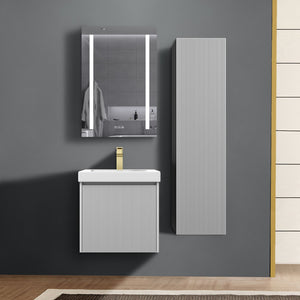 Blossom Positano 20" Floating Bathroom Vanity with Top & Side Cabinet Gray Front Side