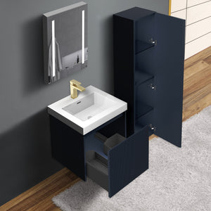 Blossom Positano 20" Floating Bathroom Vanity with Top & Side Cabinet Blue Side open Staged