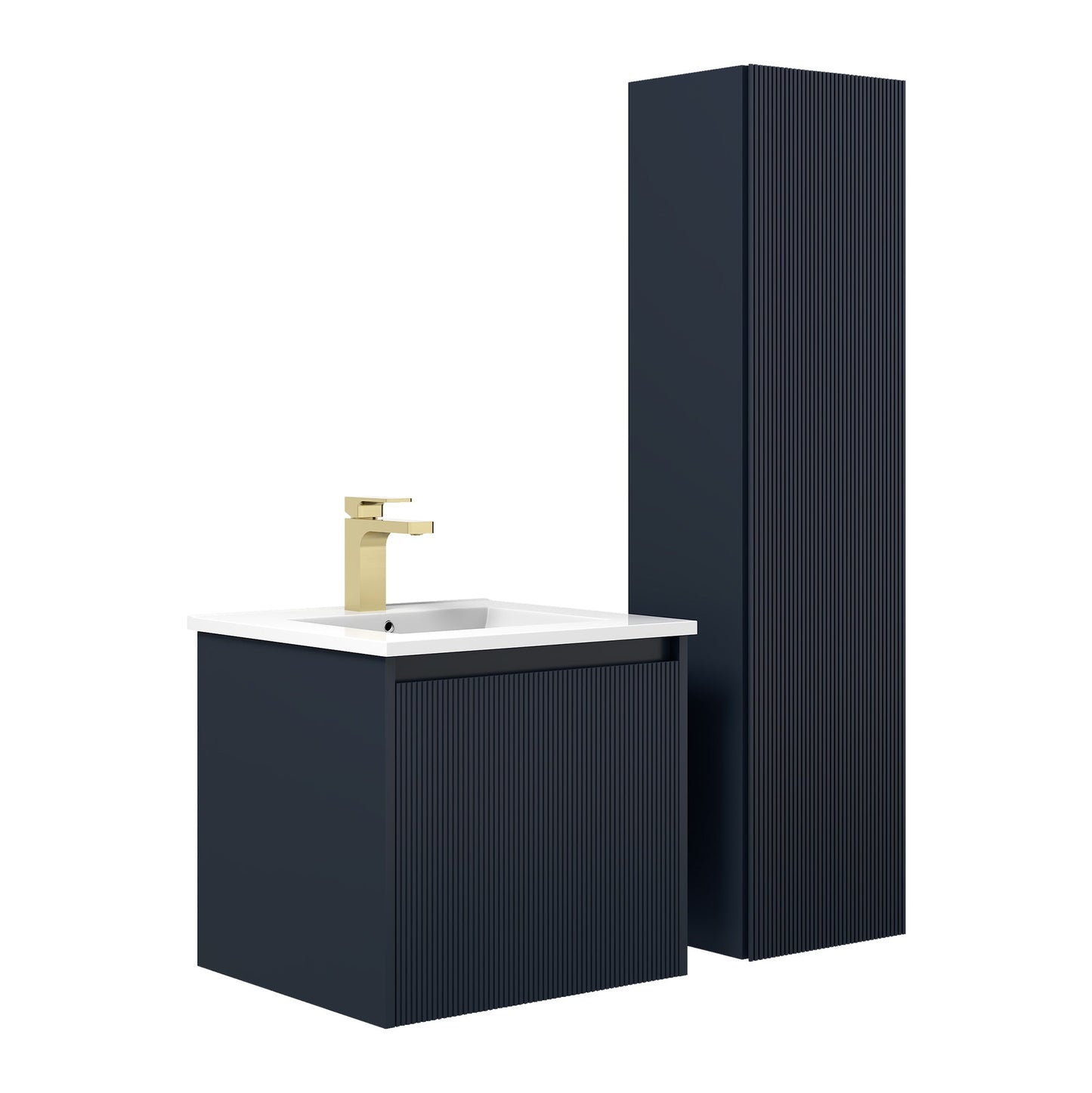 Blossom Positano 20" Floating Bathroom Vanity with Top & Side Cabinet Blue side WBG