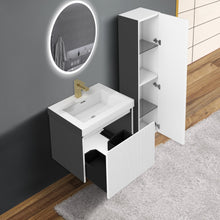 Load image into Gallery viewer, Blossom Positano 24&quot; Floating Bathroom Vanity with Top &amp; Side Cabinet White side open