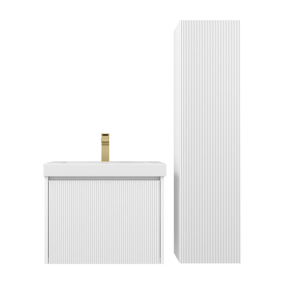 Blossom Positano 24" Floating Bathroom Vanity with Top & Side Cabinet White Front WBG