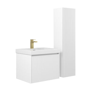 Blossom Positano 24" Floating Bathroom Vanity with Top & Side Cabinet White side WBG
