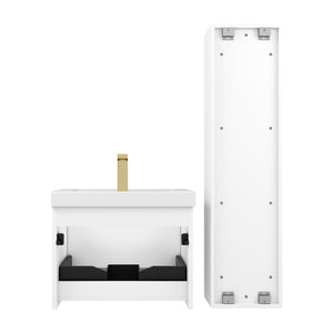 Blossom Positano 24" Floating Bathroom Vanity with Top & Side Cabinet White Back WBG