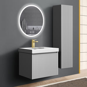 Blossom Positano 24" Floating Bathroom Vanity with Top & Side Cabinet Gray side