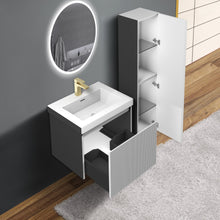 Load image into Gallery viewer, Blossom Positano 24&quot; Floating Bathroom Vanity with Top &amp; Side Cabinet Gray side open