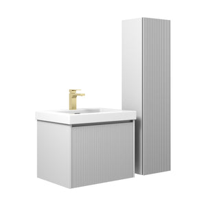Blossom Positano 24" Floating Bathroom Vanity with Top & Side Cabinet Gray side WBG