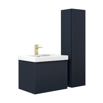 Blossom Positano 24" Floating Bathroom Vanity with Top & Side Cabinet Blue side WBG