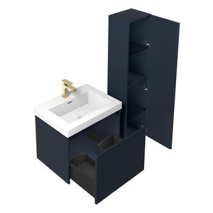 Blossom Positano 24" Floating Bathroom Vanity with Top & Side Cabinet Blue side WBG open