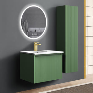 Blossom Positano 24" Floating Bathroom Vanity with Top & Side Cabinet Green side1