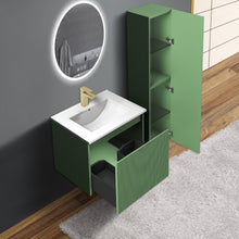 Load image into Gallery viewer, Blossom Positano 24&quot; Floating Bathroom Vanity with Top &amp; Side Cabinet Green side open1