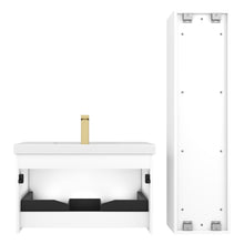 Load image into Gallery viewer, Blossom Positano 30 &quot; Floating Bat hroom Vanity with Top &amp; Side Cabinet White BG back