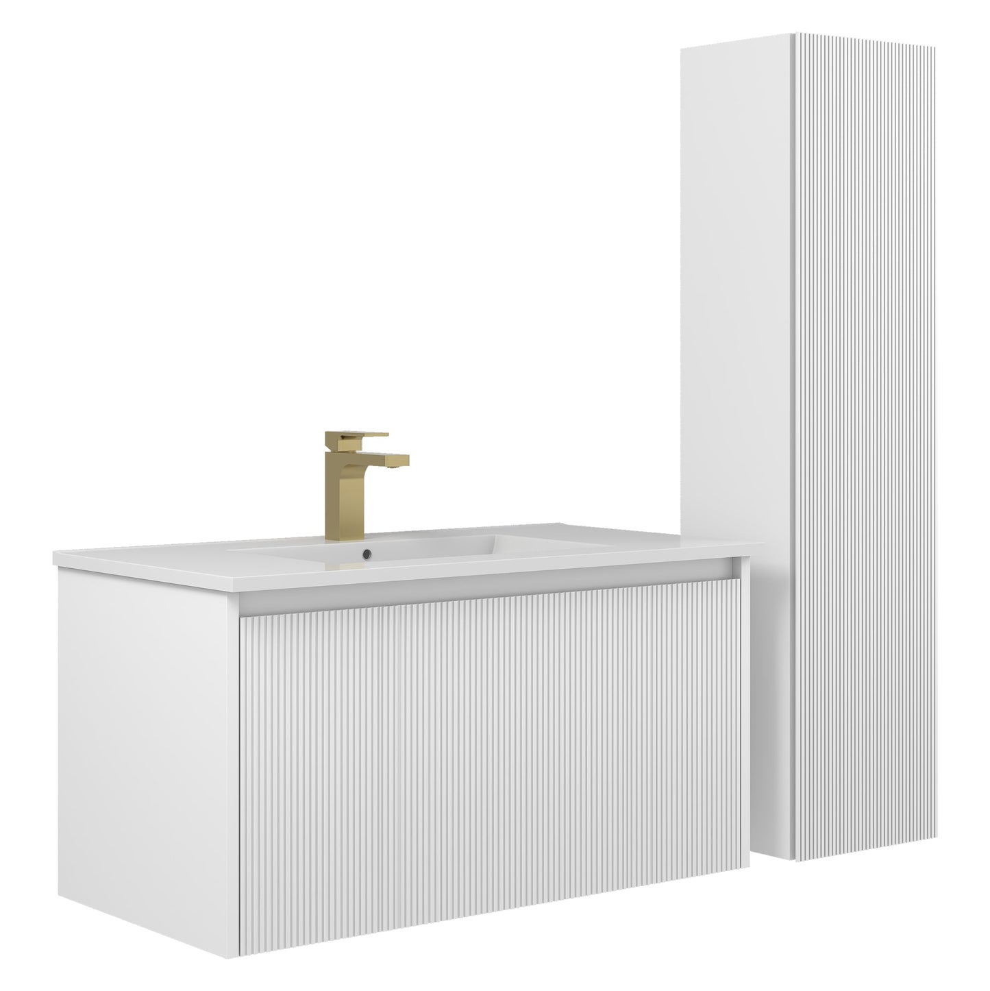 Blossom Positano 36" Floating Bathroom Vanity with Top & Side Cabinet