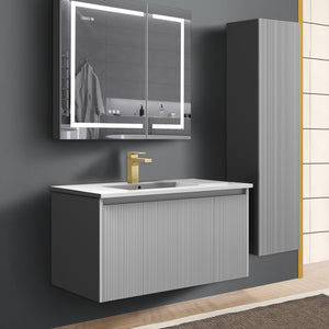 Blossom Positano 36 " Floating Bat hroom Vanity with Top & Side Cabinet  Gray side