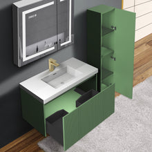 Load image into Gallery viewer, Blossom Positano 36 &quot; Floating Bat hroom Vanity with Top &amp; Side Cabinet Green side open