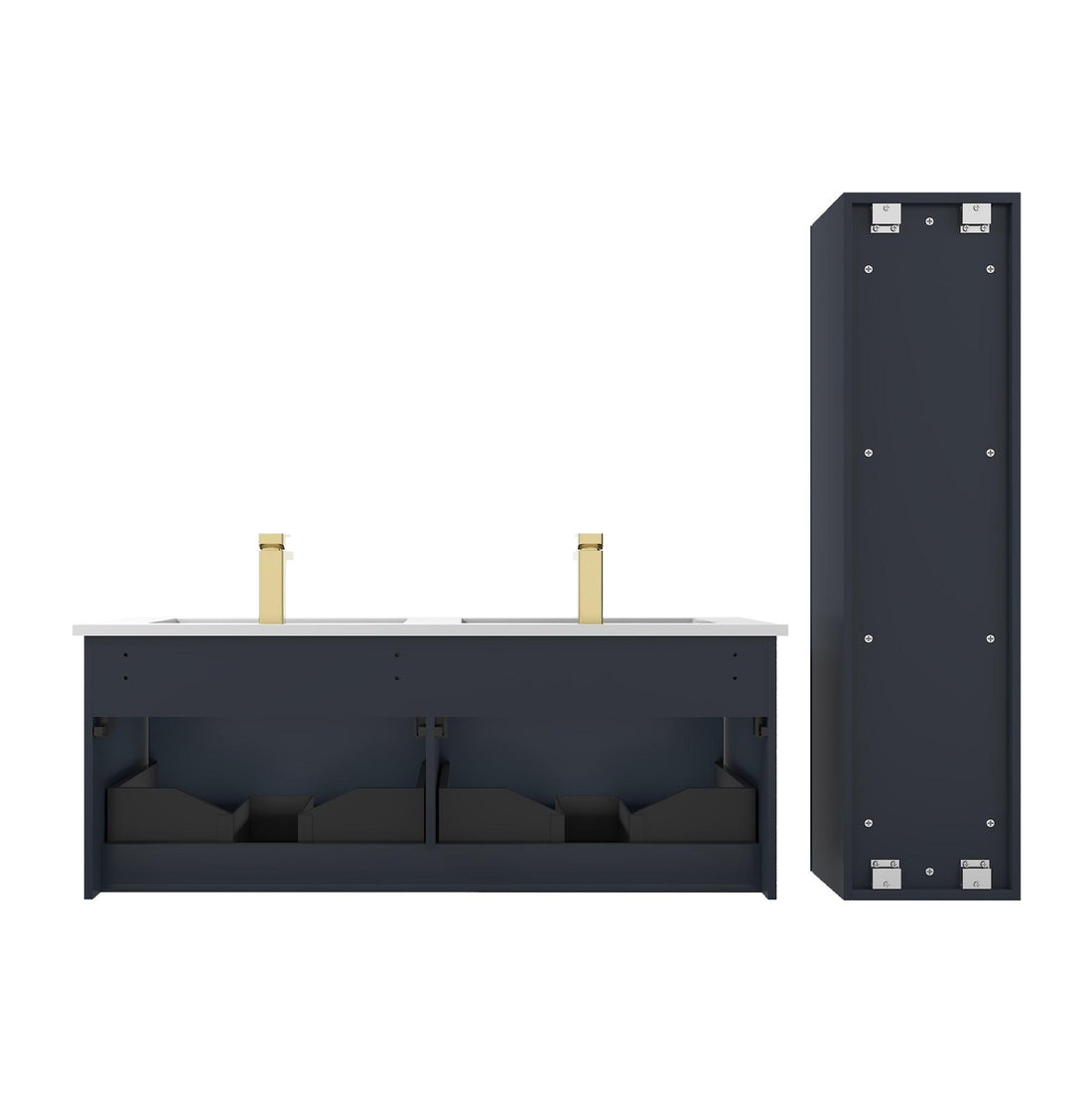 Blossom Positano 48" Floating Double Sink Bathroom Vanity with Top & 2 Side Cabinets White