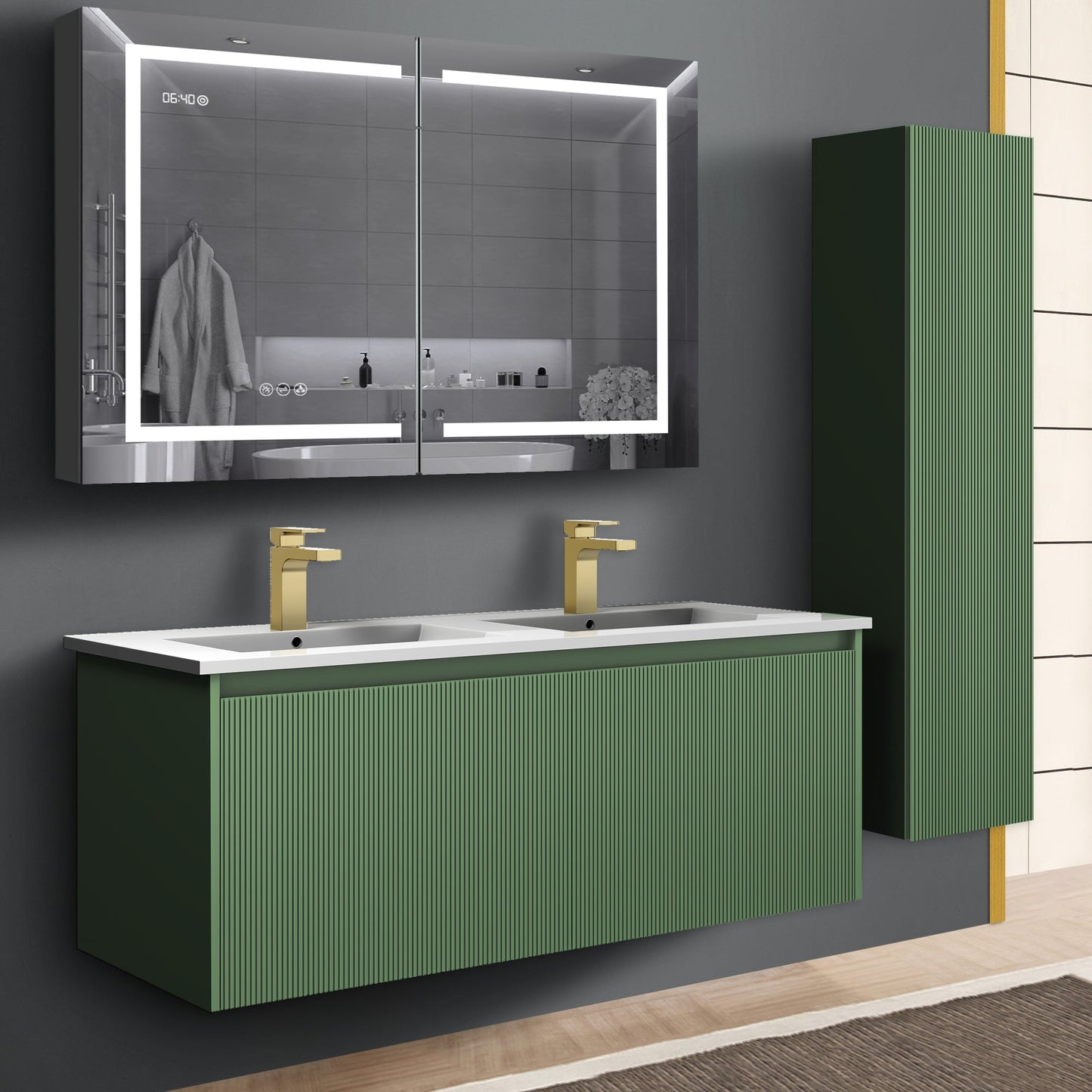 Blossom Positano 48" Floating Double Sink Vanity - Customize with Optional Side Cabinets