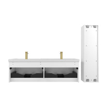 Load image into Gallery viewer, Blossom Positano 60&quot; Floating Double Sink Bathroom Vanity with Top &amp; 2 Side Cabinets White back