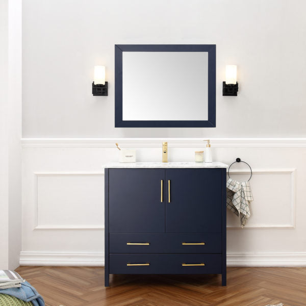 Legion Furniture Blue 36" Solid Wood Sink Vanity with Mirror-No Faucet - WA7936-B