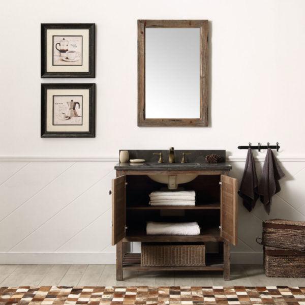 Legion Furniture 36" Solid Wood Sink Vanity in Brown Rustic Finish with Moon Stone Top-No Faucet - WH5136-BR
