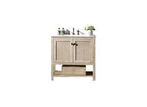 Legion Furniture 36" Solid Wood Sink Vanity in Teak White Rustic with Marble Top-No Faucet - WH5136
