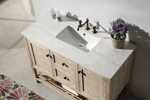 Legion Furniture 48" Solid Wood Sink Vanity in Rustic White Wash with Marble Top-No Faucet - WH5148