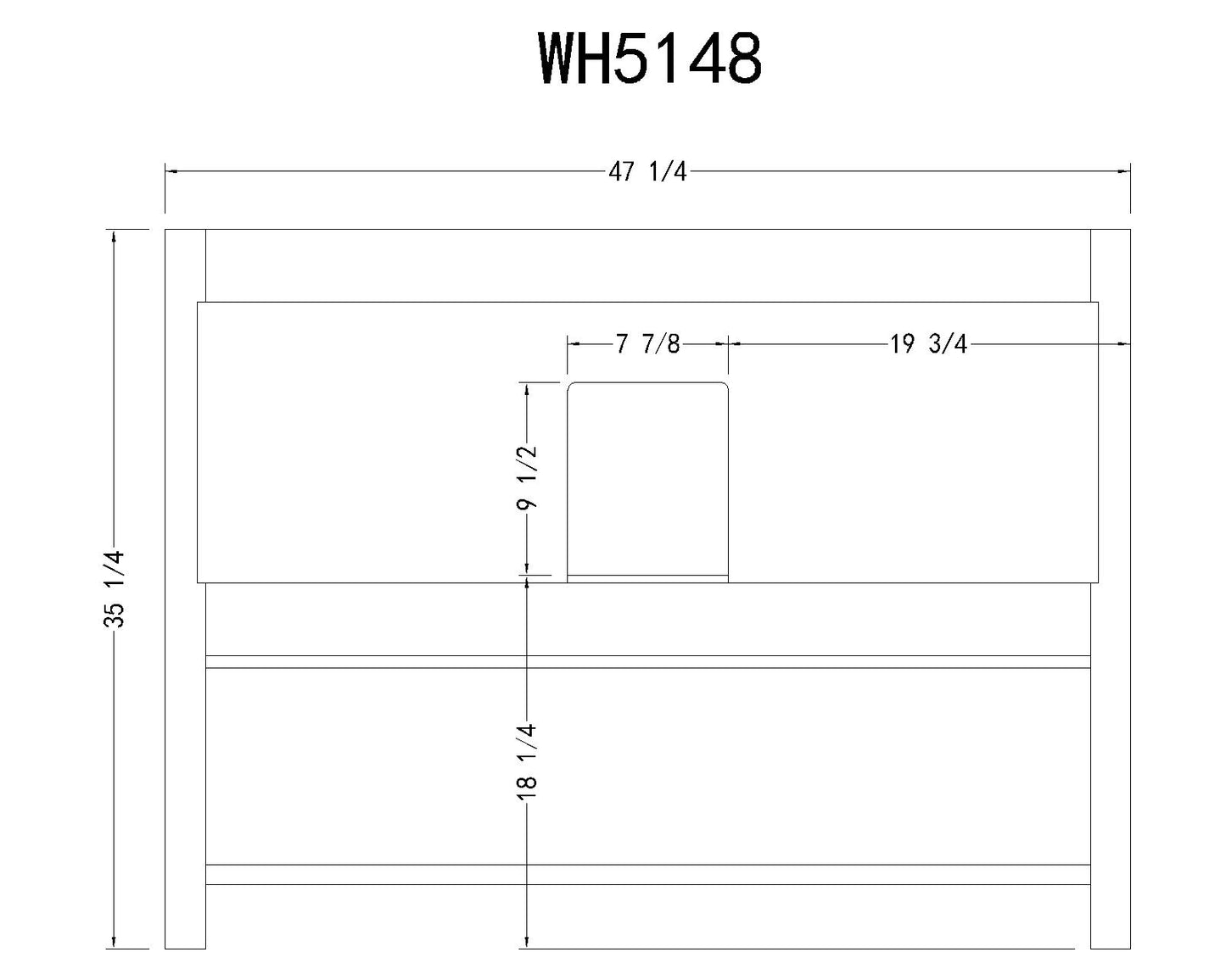 Legion Furniture 48" Solid Wood Sink Vanity in Rustic White Wash with Marble Top-No Faucet - WH5148