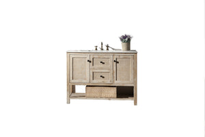 Legion Furniture 48" Solid Wood Sink Vanity in Rustic White Wash with Marble Top-No Faucet - WH5148