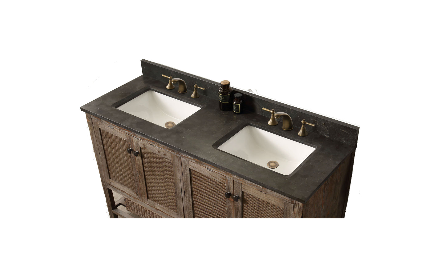 Legion Furniture 60" Solid Wood Sink Vanity in Brown Rustic with Moon Stone Top-No Faucet - WH5160-BR