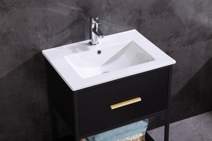 Legion Furniture 24" Black Finish Sink Vanity with Black Metal Frame-Pvc - WH7024-BB-PVC