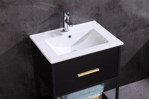 Legion Furniture 24" Black Finish Sink Vanity with Black Metal Frame-Pvc - WH7024-BB-PVC