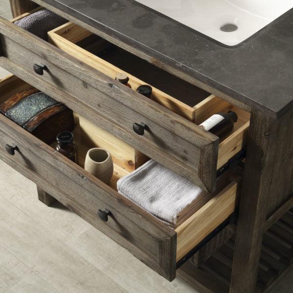 Legion Furniture 36" Wood Sink Vanity Match in Brown Rustic with Marble Wh 5136" Top -No Faucet - WH8036-BR