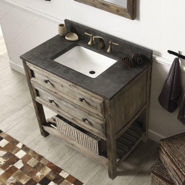 Legion Furniture 36" Wood Sink Vanity Match in Brown Rustic with Marble Wh 5136" Top -No Faucet - WH8036-BR