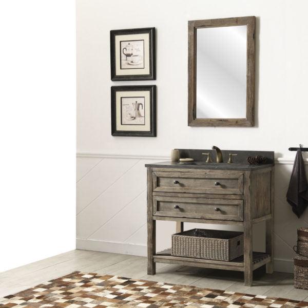 Legion Furniture 36" Wood Sink Vanity Match in Brown Rustic with Marble Wh 5136" Top -No Faucet - WH8036-BR