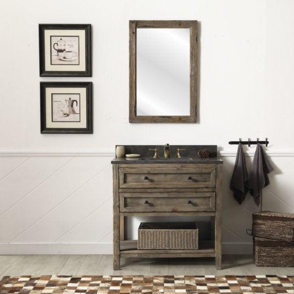 Legion Furniture 36" Wood Sink Vanity Match in Brown Rustic with Marble Wh 5136" Top -No Faucet - WH8036-BR